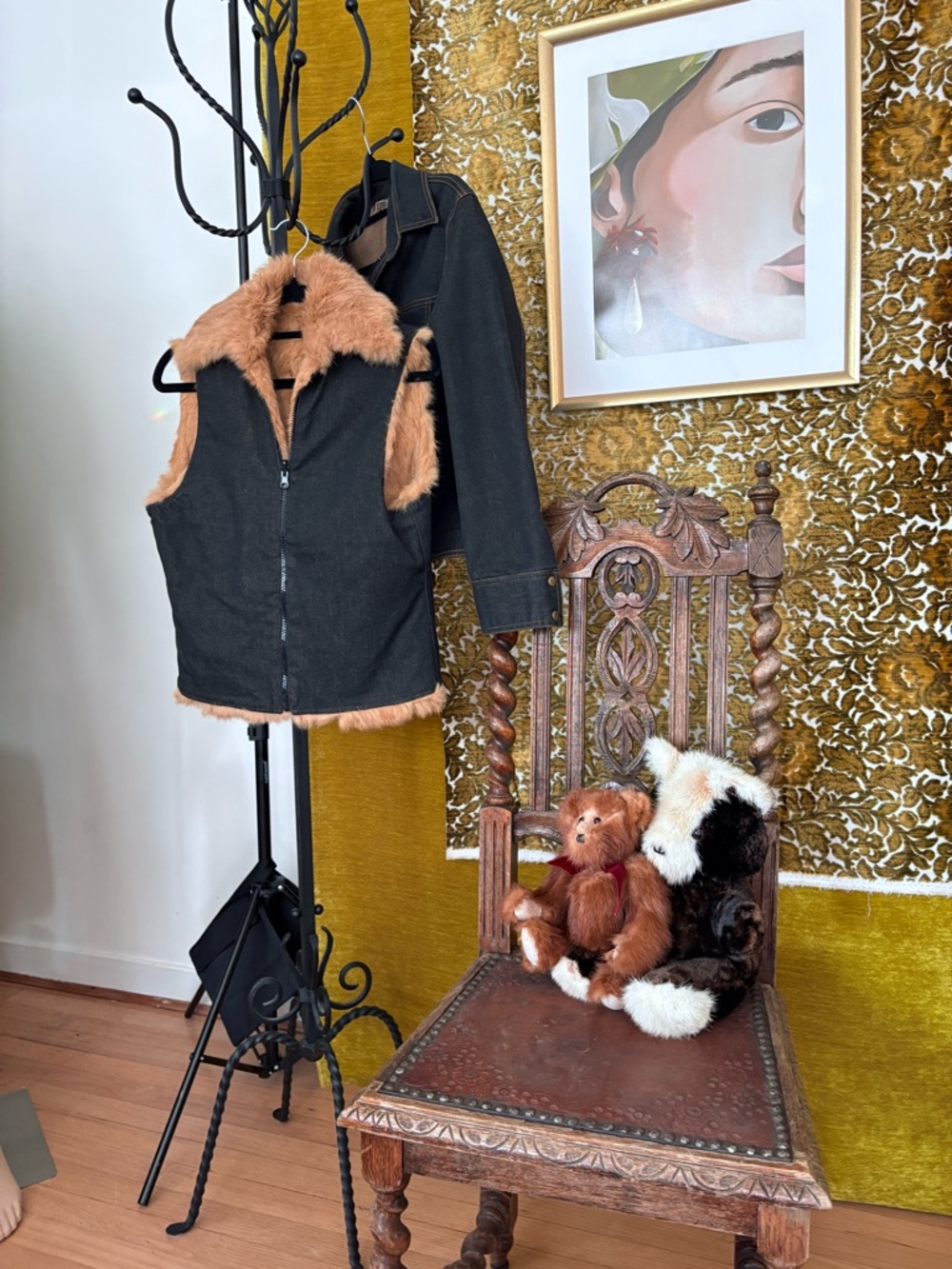 Rare LES VENUS PARIS 3-in-1 Dark Denim Jacket - 100% Angora Fur - Luxe size: S/M